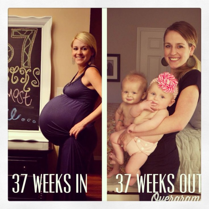 живот с двойней на 37 неделе беременности